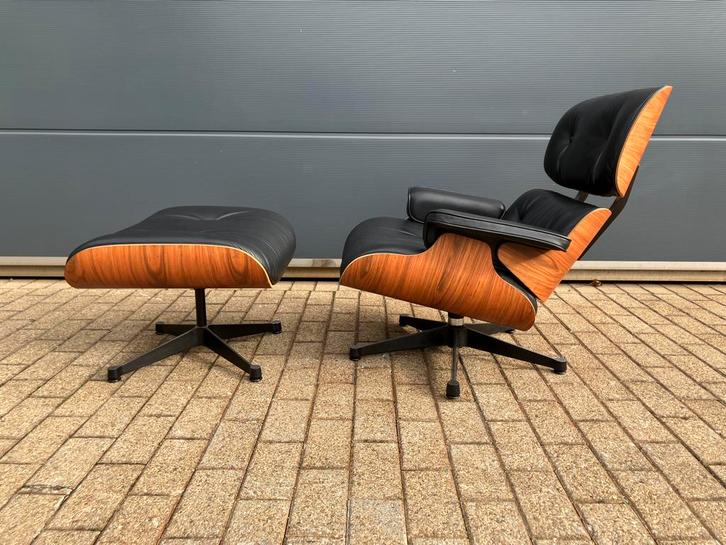Vitra Eames lounge chair + Ottoman Zwart, Santos Palissander, Huis en Inrichting, Fauteuils, Ophalen of Verzenden