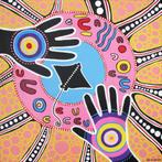 Prachtig abstract, vrolijk schilderij van handen, Antiek en Kunst, Kunst | Schilderijen | Modern, Ophalen of Verzenden