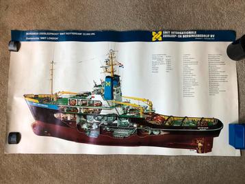 Grote kleurenposter BERGINGS-ZEESLEEPBOOT ‘SMIT ROTTERDAM’ beschikbaar voor biedingen