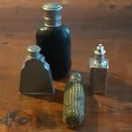 4x antiek parfumflesje tin en zilver, Antiek en Kunst, Ophalen of Verzenden