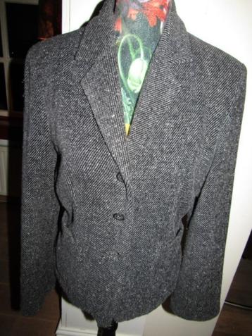 E1160 Nadine H mt 40 jasje tweed grijs zwart wol zijde beschikbaar voor biedingen