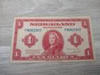 Mooi biljet 1 gulden 1943, muntbiljet Wilhelmina, Ophalen of Verzenden