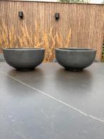2x Ronde Bloempotten - Betonlook, Tuin en Terras, Bloembakken en Plantenbakken, Ophalen, Gebruikt, Minder dan 30 cm, Minder dan 60 cm