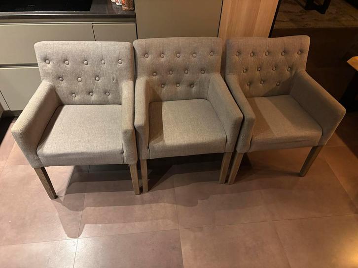 Richmond Stoelen - 3 Stuks Grijs, Huis en Inrichting, Fauteuils, Gebruikt, Stof, 50 tot 75 cm, Minder dan 75 cm, Ophalen