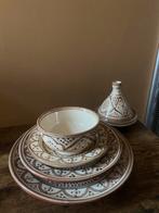 Marokkaans aardewerk servies set borden, kom, tajine crème, Nieuw, Ophalen of Verzenden, Bord(en), Overige stijlen