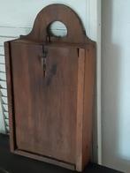 Oude antieke houten schooltas schuifdeksel ,metalen "oog", Antiek en Kunst, Ophalen of Verzenden