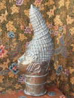 Mooi groot oud Benin brons Iyoba hoofd uit Afrika 46,2 cm., Ophalen of Verzenden