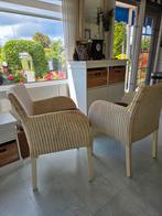 Twee Lloyd Loom Stijl Eetkamerstoelen Crème, Huis en Inrichting, Stoelen, Riet of Rotan, Gebruikt, Twee, Wit