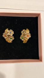 Oorclips vintage met groen smaragd,safier , robijn ,gemerkt, Sieraden, Tassen en Uiterlijk, Antieke sieraden, Ophalen of Verzenden
