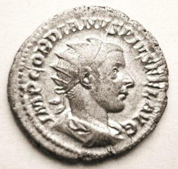 Zilveren Romeinse munt Gordianus III Antoninianus beschikbaar voor biedingen