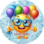 LF5854 icing frosting smile emoji ballon 20cm eetbare print, Ophalen of Verzenden, Nieuw, Taarten, Versiering