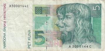 Kroatië - 5 KUNA 31.10.93 - serie A 3000144 C - P#28.a beschikbaar voor biedingen