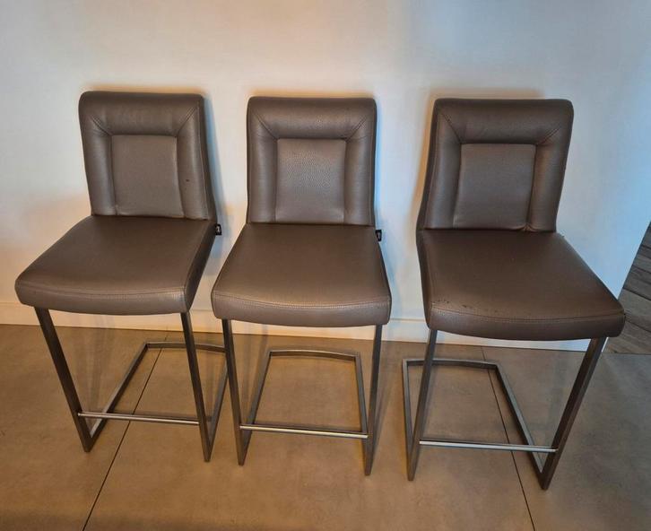 3x Barkrukken Henders&Hazel Malene, RVS, Huis en Inrichting, Barkrukken, Gebruikt, 60 tot 90 cm, Kunststof, 3 krukken, Met voetsteun