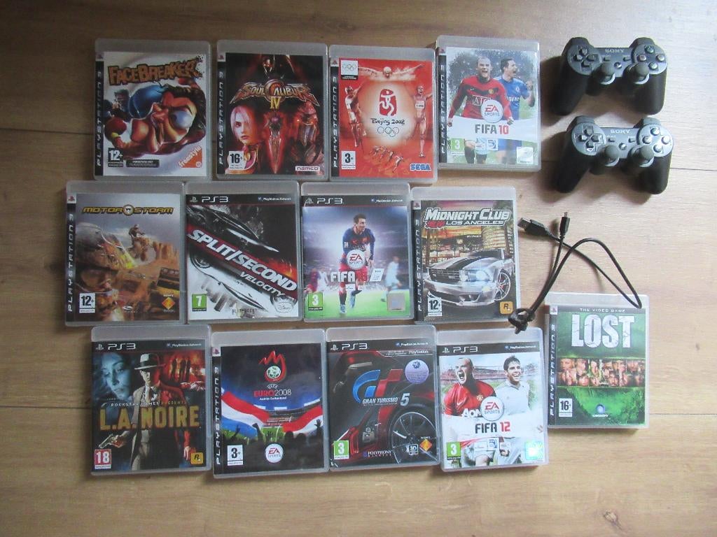 13 PS3 GAMES + 2 CONTROLLERS + 1 OPLAADSNOER/ games bundel, Overige genres, Ophalen of Verzenden, Zo goed als nieuw, 3 spelers of meer