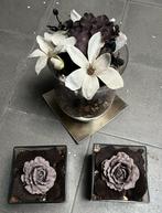 Diverse woonaccessoires zwart paars vazen zijde bloemen, Huis en Inrichting, Woonaccessoires | Vazen, Ophalen, Zwart, Glas, Minder dan 50 cm