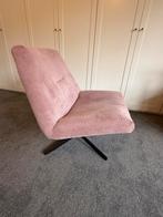 2x Roze fauteuils met zwarte draaivoet & voetenbankje, Huis en Inrichting, Ophalen, Overige kleuren, Zo goed als nieuw, Eén