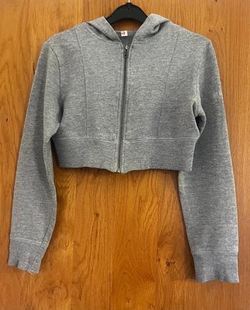 Cropped grijs gemêleerd sweatvest / hoodie| QS S. Oliver (M) beschikbaar voor biedingen