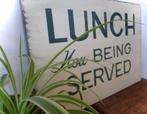 Handgeschilderd houten bord / lunch / restaurant / keuken, Ophalen of Verzenden, Zo goed als nieuw