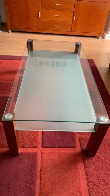 Salontafel eiken met glas 