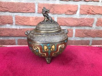 oude Japanse bronzen cloisonné wierookbrander beschikbaar voor biedingen