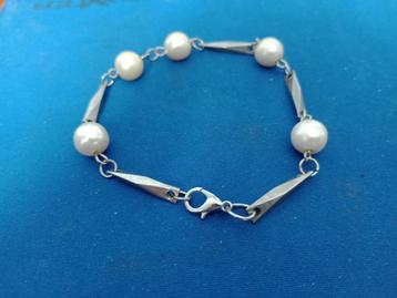 R.V.S. Parel Armband & karabijnsluiting - Size:18/21cm beschikbaar voor biedingen