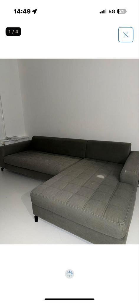 Grijze hoekbank met comfortabele zit, Huis en Inrichting, Slaapkamer | Slaapbanken, Gebruikt, Overige maten, Tweepersoons, Grijs