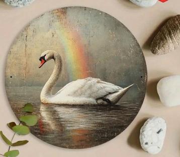 Zwaan met regenboog ( op aluminium ) beschikbaar voor biedingen