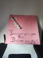 Handgemaakt schilderij 60x60 cm – Inspirerende quote – Roze, Ophalen of Verzenden, Gebruikt
