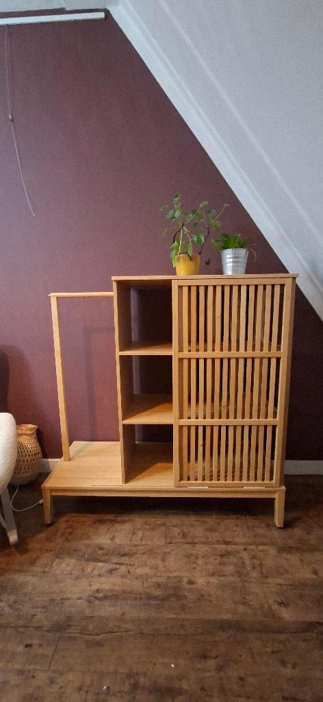 Ikea Nordkisa open kledingkast met schuifdeur bamboe, Huis en Inrichting, Kasten | Kledingkasten, Zo goed als nieuw, 100 tot 150 cm