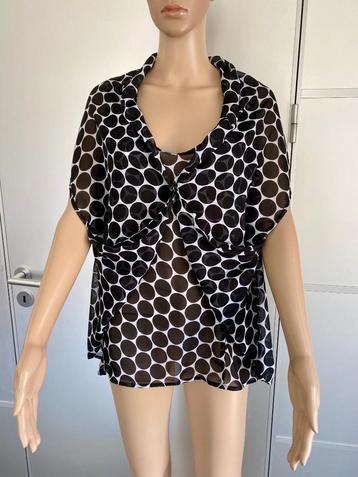 H557 Promiss maat 42=L aparte blouse top zwart/wit tuniek beschikbaar voor biedingen