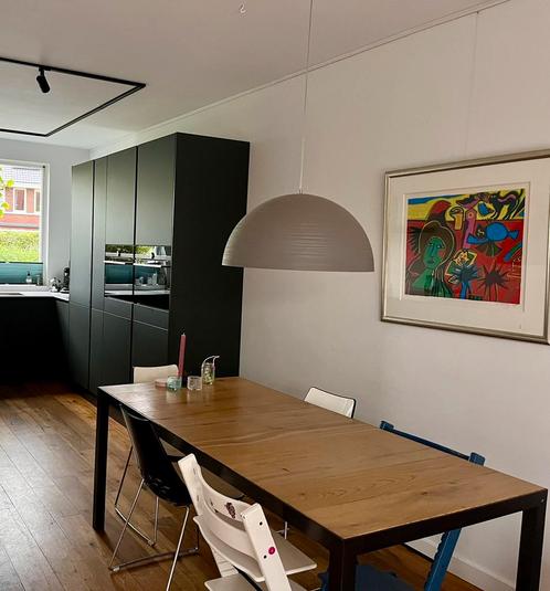 Grijze hanglamp, Huis en Inrichting, Lampen | Hanglampen, Gebruikt, Minder dan 50 cm, Metaal, Ophalen