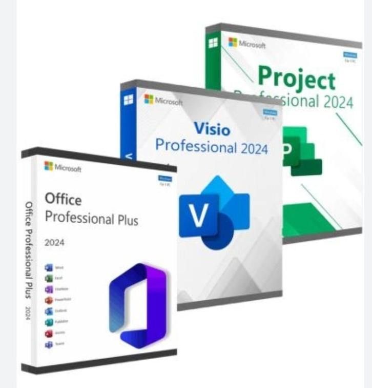Microsoft Office pro 2024 pakket Office + Project + Visio, Computers en Software, Office-software, Nieuw, Windows, Excel, OneNote