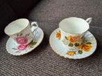 2 vintage engelse kop en schotels met rozen, Ophalen of Verzenden, Zo goed als nieuw, Overige stijlen, Kop(pen) en/of Schotel(s)
