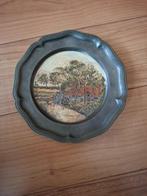 Uit erfenis Tinnen bordje – hand beschilderd Diameter 23 cm, Ophalen of Verzenden