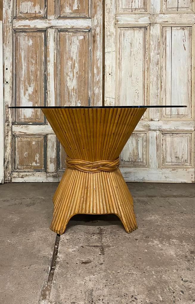 Eettafel ‘wheat sheaf’, design by McGuire, jaren ‘70., Huis en Inrichting, Tafels | Eettafels, Zo goed als nieuw, 50 tot 100 cm