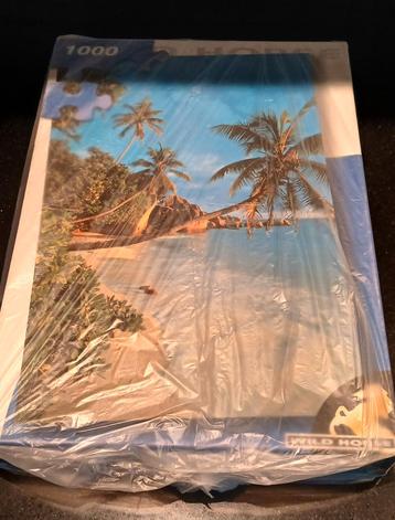 - G R A T I S - 1000 stukjes puzzel strand, zee, palmbomen beschikbaar voor biedingen