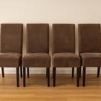 4 eetkamerstoelen, Huis en Inrichting, Stoelen, Hout, Gebruikt, Bruin, Ophalen of Verzenden