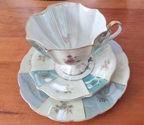High tea luxe porseleinen vintage set, Antiek en Kunst, Antiek | Servies los, Verzenden