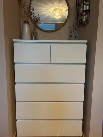 MALM Ladekast 6 lades, wit, 80x123 cm