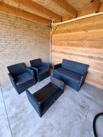 Jutlandia Loungeset 2-zits + 2 Stoelen, Tafel met Glasplaat, 4 zitplaatsen, Gebruikt, Bank, Ophalen of Verzenden