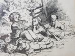 Mooie antieke ingelijste ets uit Engeland met kinderen., Antiek en Kunst, Kunst | Etsen en Gravures, Ophalen of Verzenden