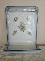 Oude brocante Franse emaille lepelrek Japy viooltjes, Antiek en Kunst, Antiek | Emaille, Ophalen of Verzenden