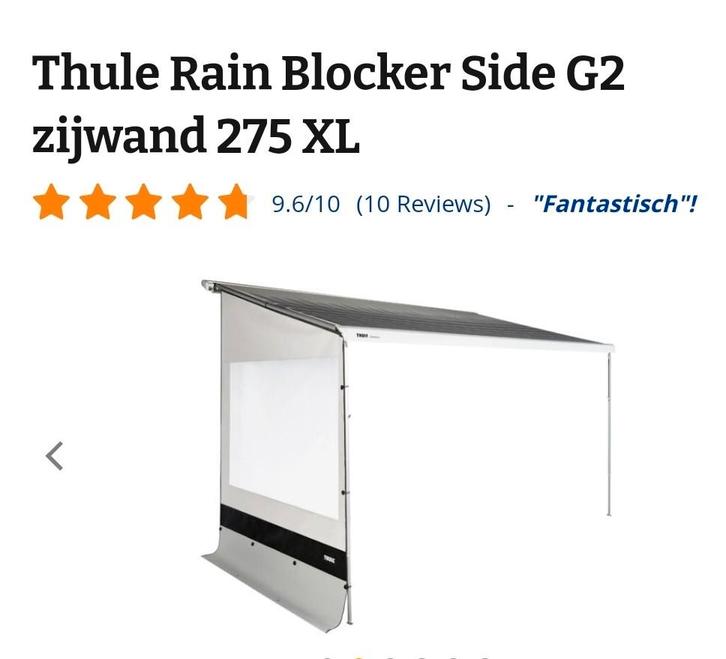 2 Thule Rain Blockers Side G2 275 XL Zijwand, Caravans en Kamperen, Voortenten en Luifels, Gebruikt, Thule, Ophalen of Verzenden
