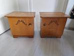 2 houten nachtkastjes vintage, Ophalen, Gebruikt, Minder dan 45 cm, Minder dan 55 cm