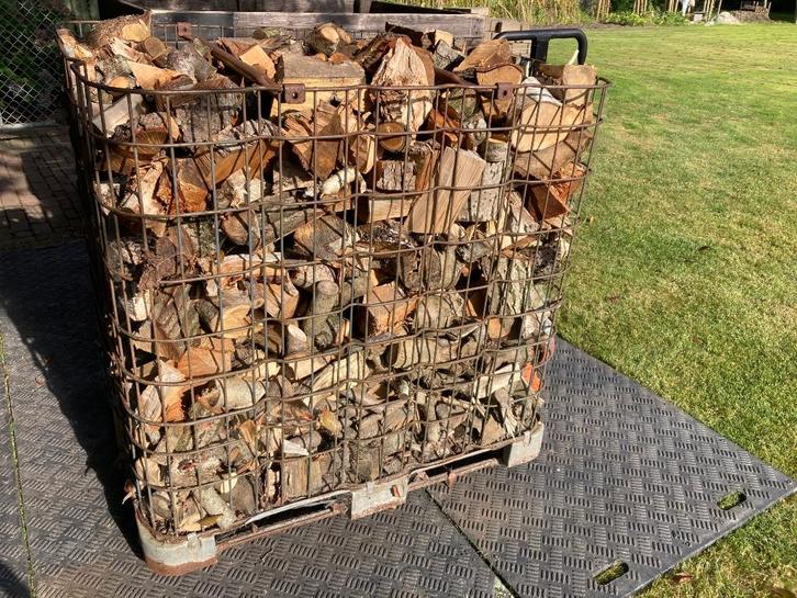 Kuubskist met kleine houtjes, kleine stukjes haardhout, Tuin en Terras, Haardhout, Blokken, Overige houtsoorten, Minder dan 3 m³