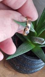 Pracht 14 karaat gouden tri-color damesring met diamant😍, Gebruikt, ., Ophalen of Verzenden, Met edelsteen