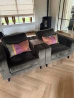 2 Groene Velvet Fauteuils - Goede Staat, Gebruikt, 75 tot 100 cm, Ophalen of Verzenden, Stof