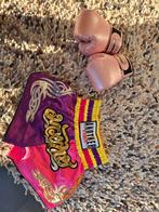 Roze/Paarse Muay Thai broek - Maat S, incl. bokshandschoenen, Ophalen, Gebruikt, Bokshandschoenen