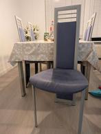 Set van 6 gebruikte grijze en blauwe eetkamerstoelen, Huis en Inrichting, Stoelen, Ophalen of Verzenden, Gebruikt, Blauw, Vijf, Zes of meer stoelen