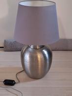 Tafellamp met grijze lampenkap en met dimmer, hoogte 56cm., Ophalen, Minder dan 50 cm